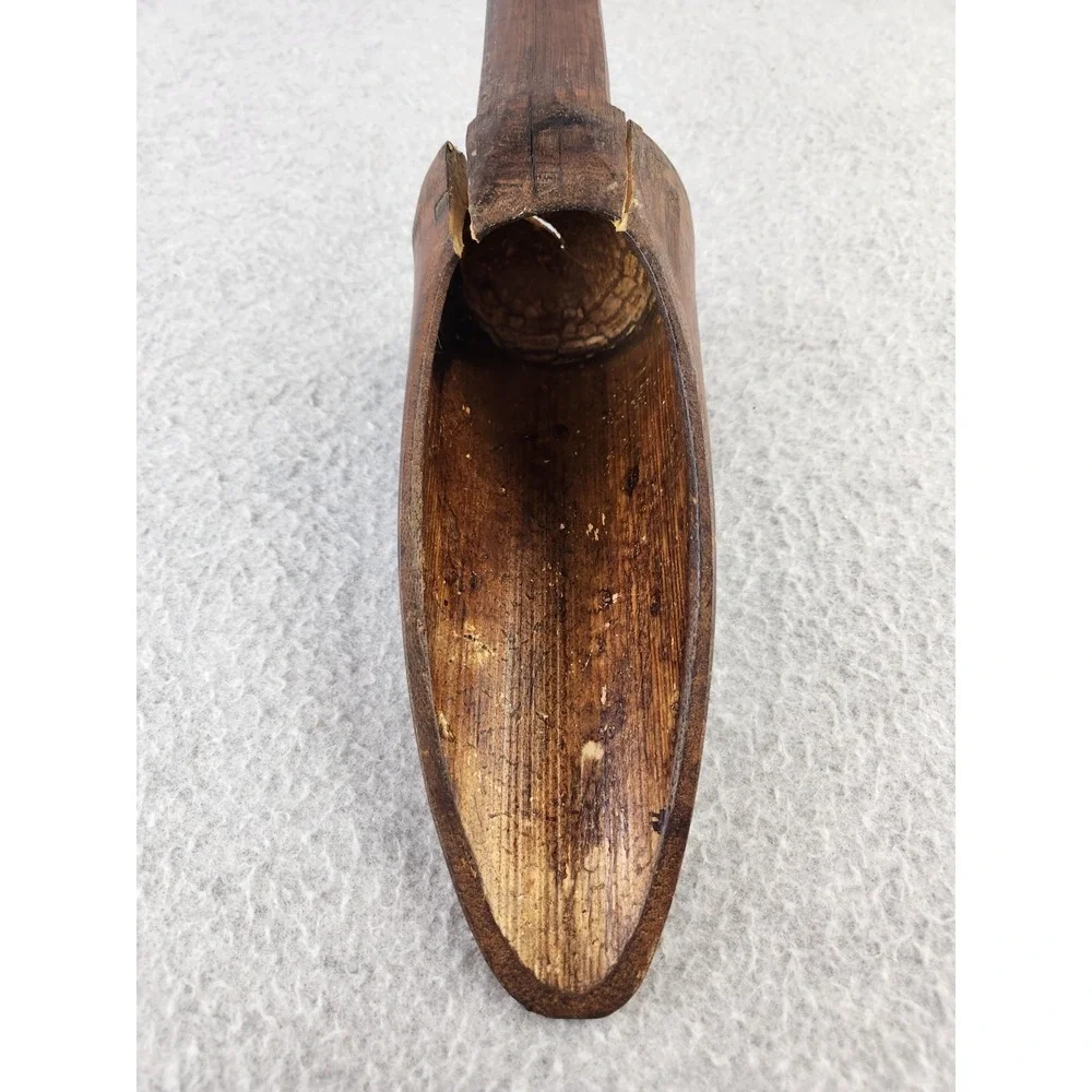 Vtg Primitive Wooden Bamboo? Farm Scoop Spoon Merchant Shovel Rustic * Damaged *